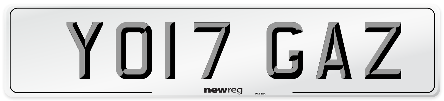 YO17 GAZ Number Plate from New Reg